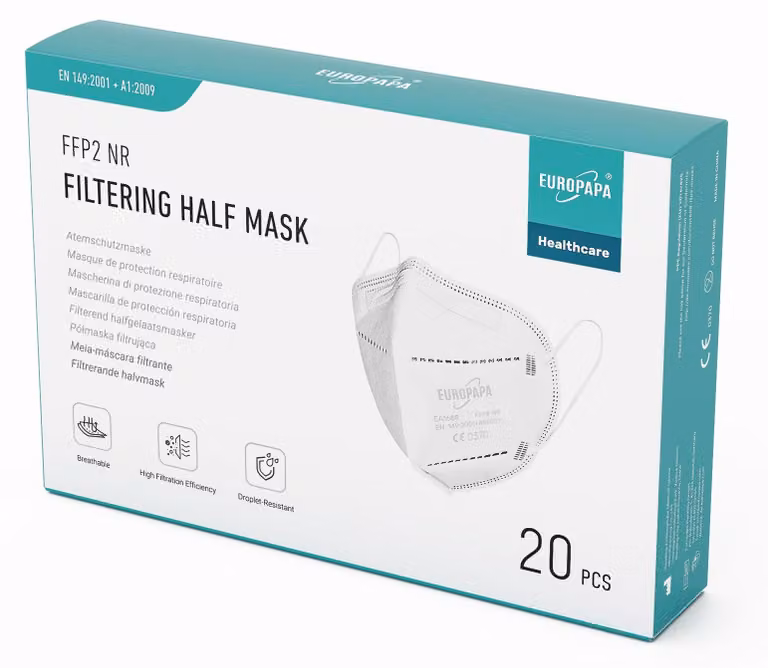 Omgoods - Mascherine FFP2 per la respirazione, confezione da 20 - 5 strati - Confezionate igienicamente - Delicate sulla pelle - Resistenti allo strappo - Protezione affidabile - Mascherina per il viso