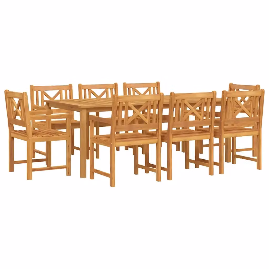 Set da pranzo per giardino e terrazzo vidaXL in legno di acacia oliato marrone, 9 pezzi per 8 persone – 2