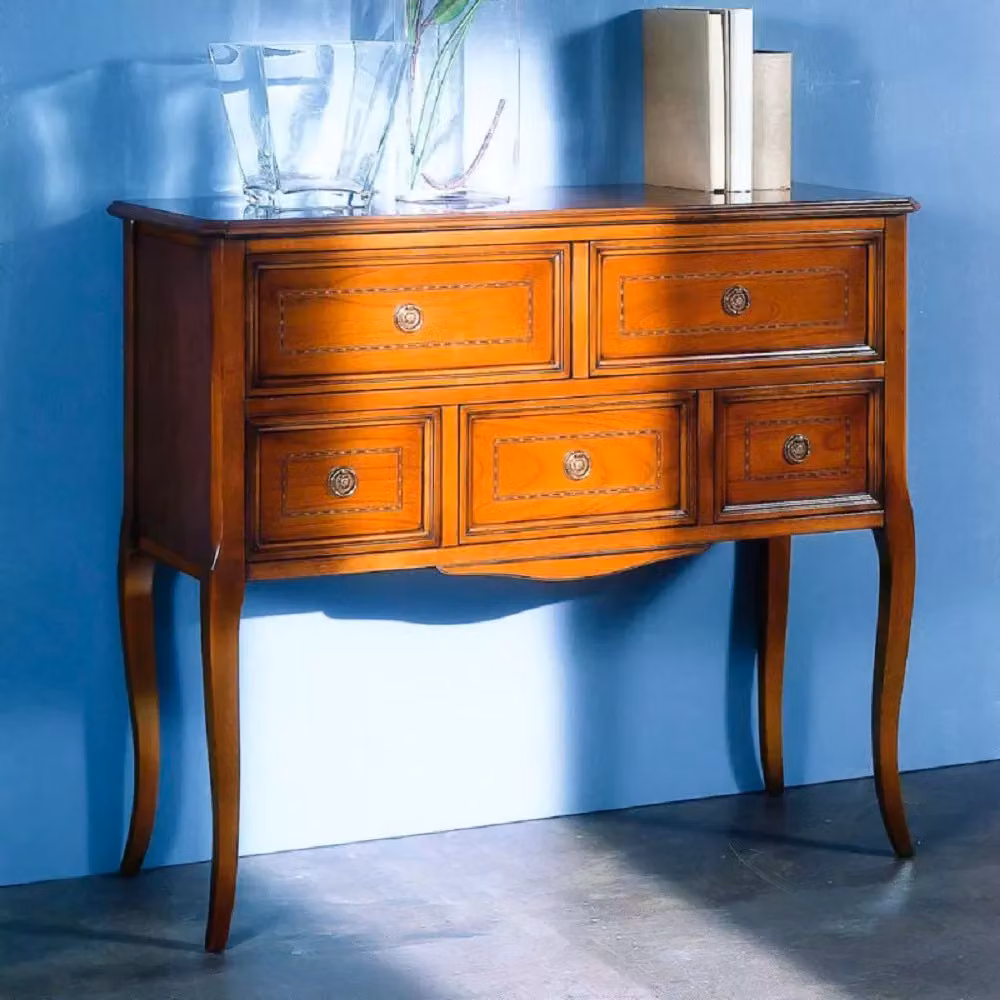 Consolle cassettiera classica in legno con 5 cassetti Mobili 2G finitura bassano L: 98 cm, P: 40 cm, H: 85 cm – 2