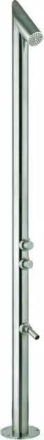 Cheonda Colonna doccia rigida in acciaio inox spazzolato argento con soffione rain e lavapiedi, H: 230 cm