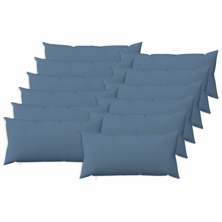 Set di 12 federe vidaXL HEERLEN blu jeans, tessuto in poliestere, L 80 cm x P 40 cm