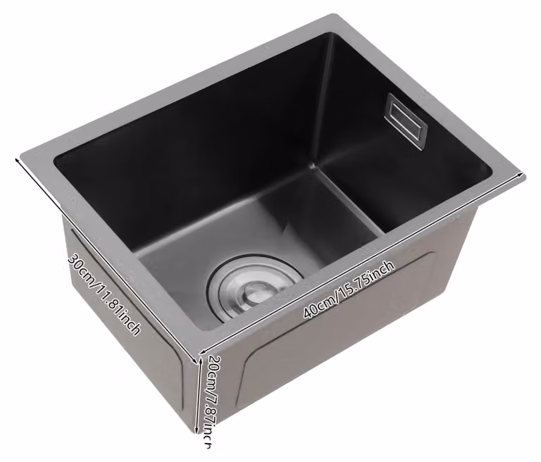 Lavello da cucina, acciaio inox, vasca singola, nero