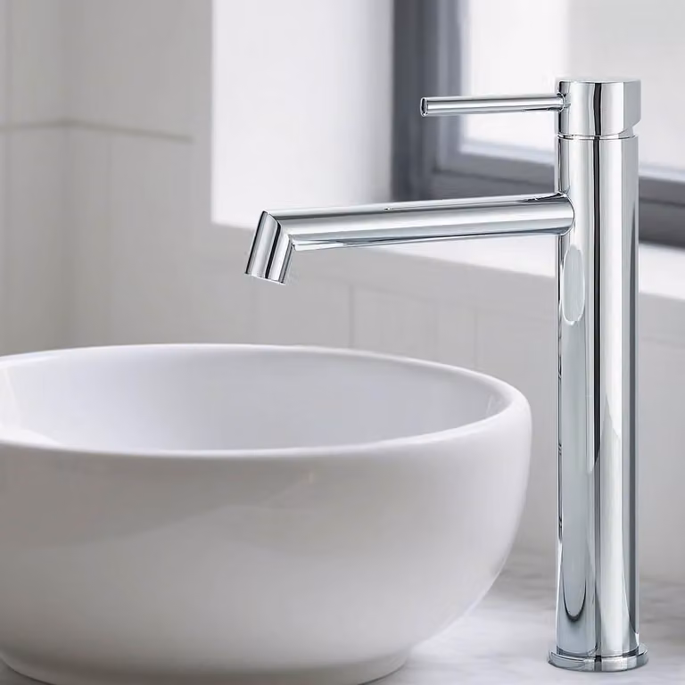 Miscelatore monocomando per lavabo, acciaio inossidabile, finitura cromata, altezza del beccuccio: 200 mm