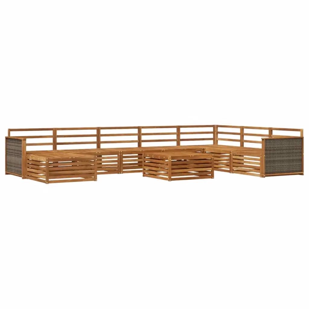 Set di divani da esterno a L vidaXL in legno di acacia massello con cuscini e tavolino, marrone – 2