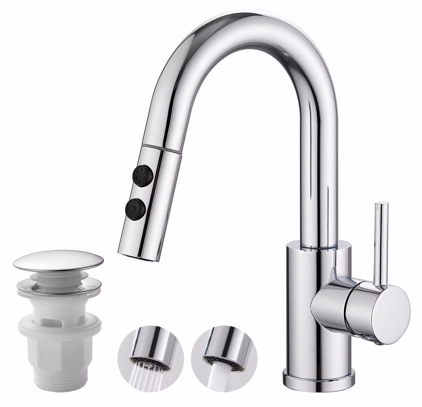 Omgoods - Miscelatore per lavabo da bagno moderno, finitura cromata