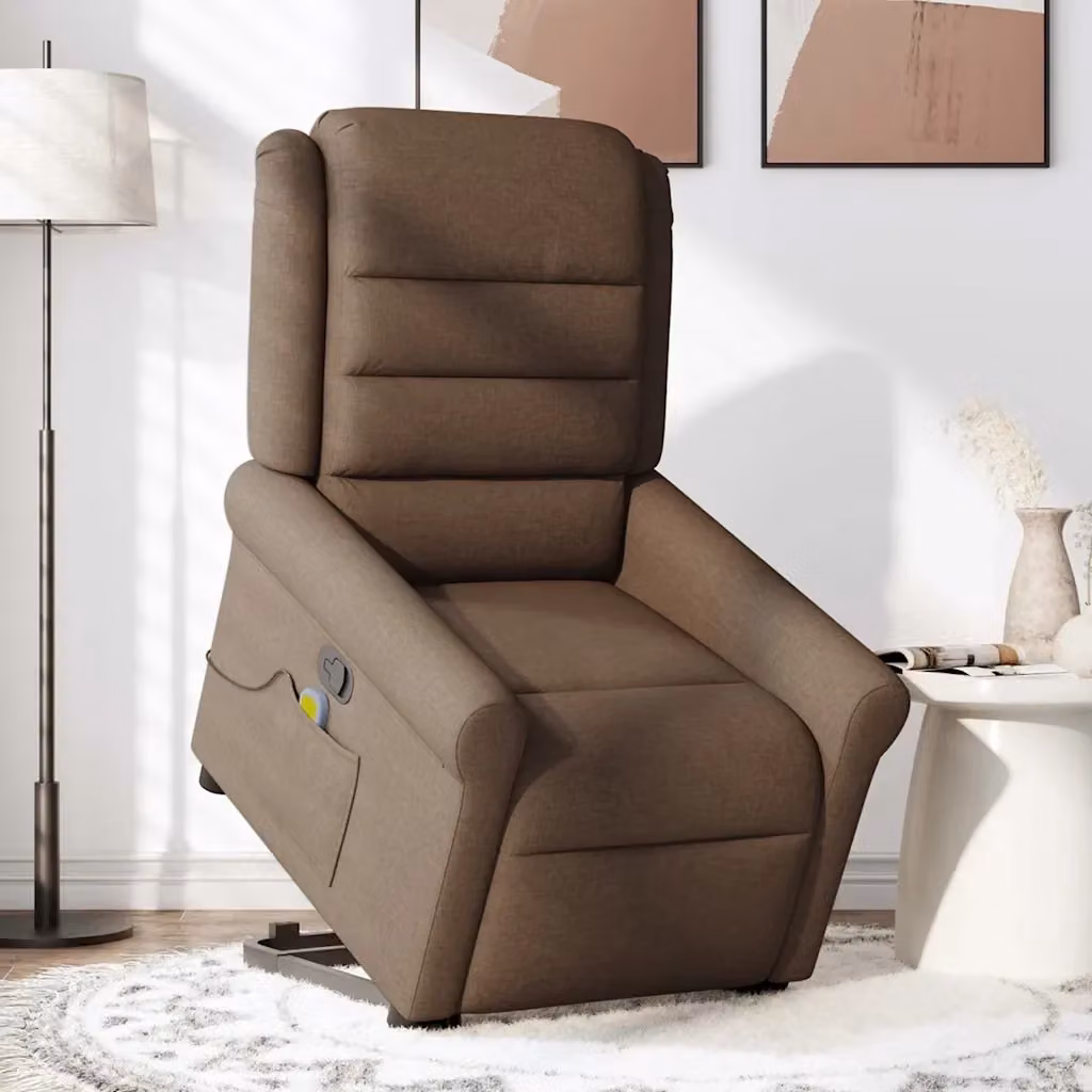 Poltrona Alzapersona Reclinabile con Assistenza Elettrica vidaXL Marrone in Tessuto e Schiuma – 2
