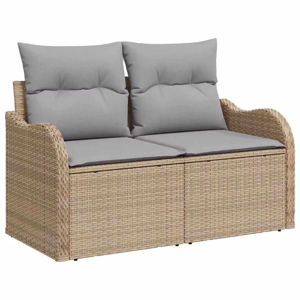Set Divano da Giardino vidaXL 11 Pezzi in Polyrattan con Cuscini Beige e Grigio