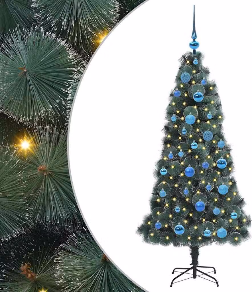 Albero di Natale artificiale preilluminato con set di palline