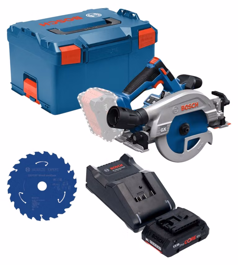 Sega circolare a batteria Bosch GKS 18V-57-2 GX Professional 18 V 165 mm Brushless + 1x batteria ProCORE 4,0 Ah + caricabatterie + L-Boxx
