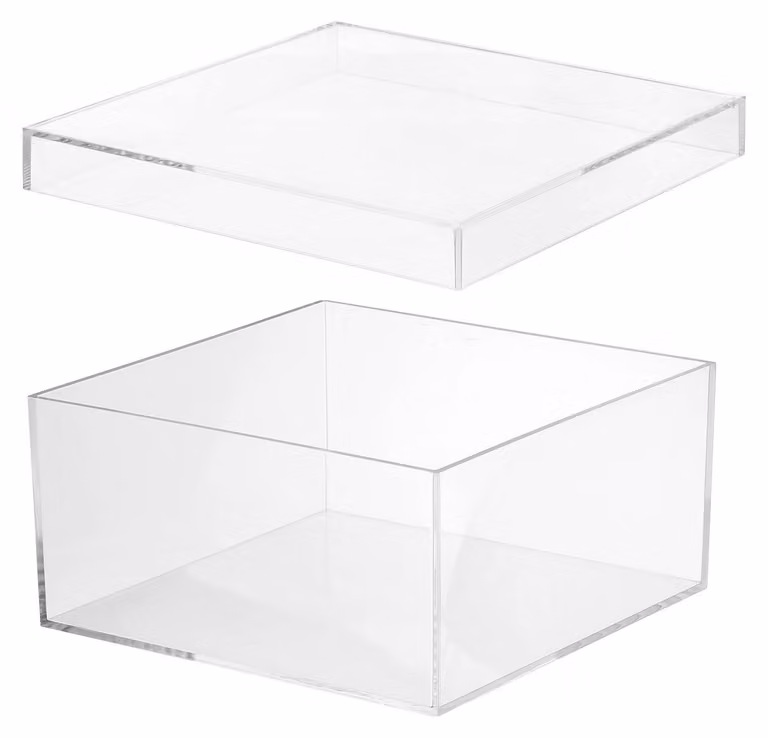 Omgoods - Contenitore trasparente in acrilico con coperchio, 20 x 20 x 10 cm