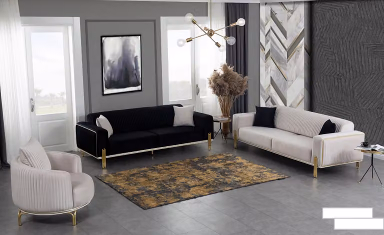 Luxus Sofagarnitur Couch Set Sofa Polster Couchen 3+3+1 Polstergarnituren Samt