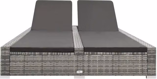 Lettino Prendisole Doppio in Polyrattan Grigio 312155