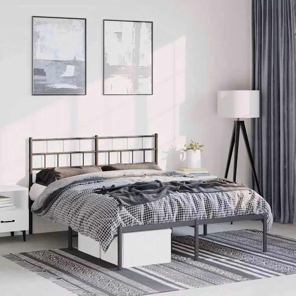 vidaXL Giroletto con Testiera in Metallo Nero L/P/H: 150 x 200 x 156 cm – 1