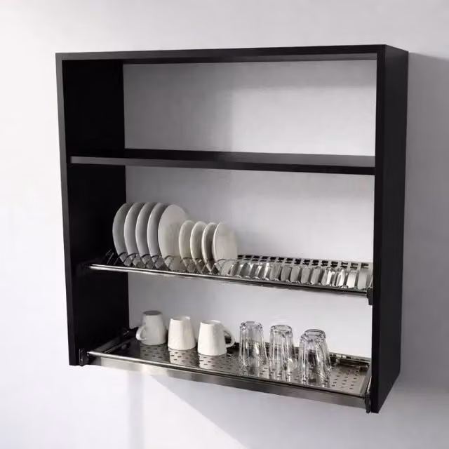 Calandrelli Pensile Scolapiatti Moderno Nero L 90 x H 90 x P 33 cm