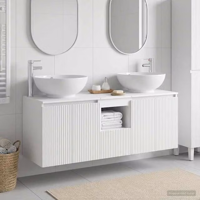 Set di Armadi da Bagno 3 pz Bianco 129 x 44,5 x 80 cm 3405697