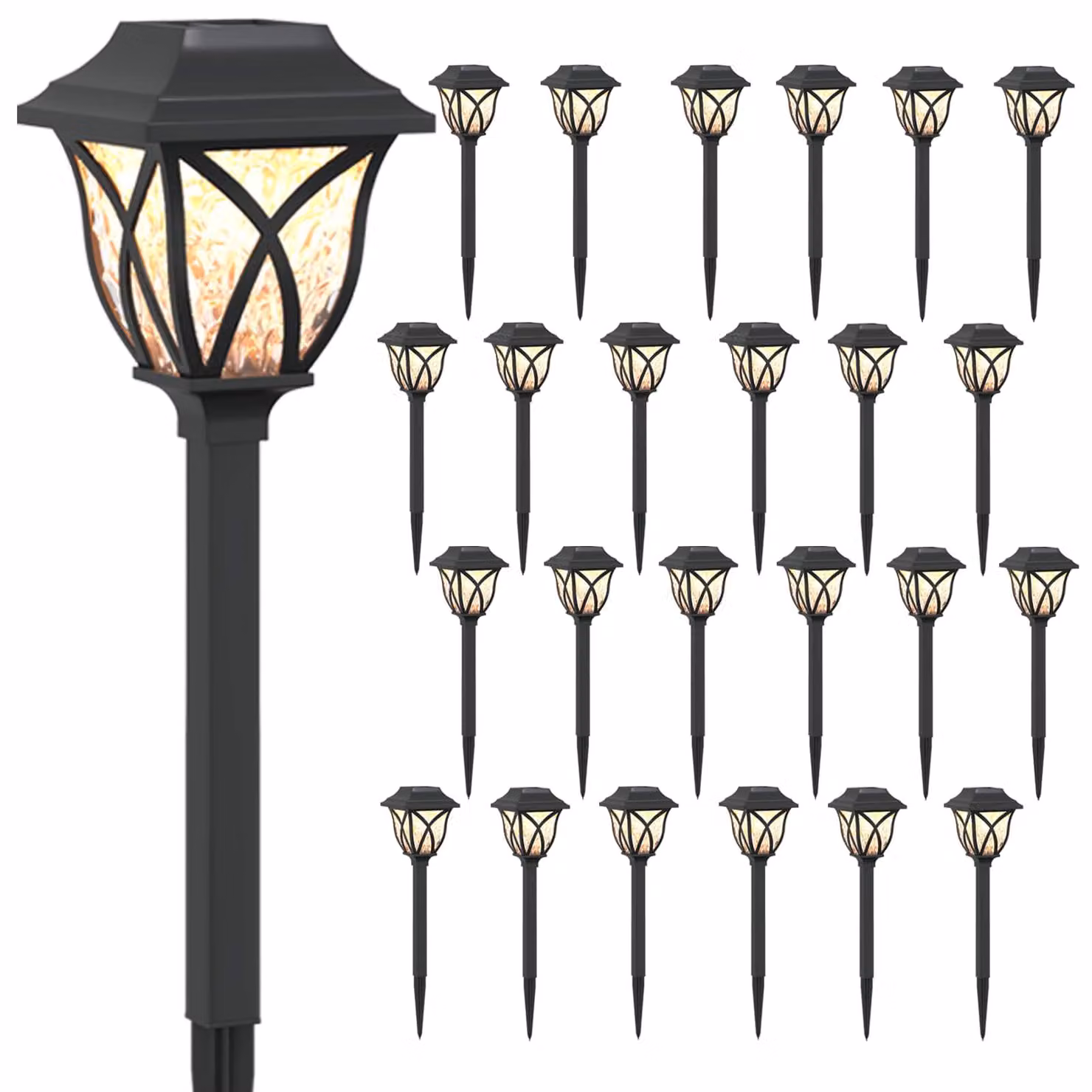 Luci solari da esterno con picchetto a terra, confezione da 24 pezzi, luce bianca calda, 42 cm, materiale: PP