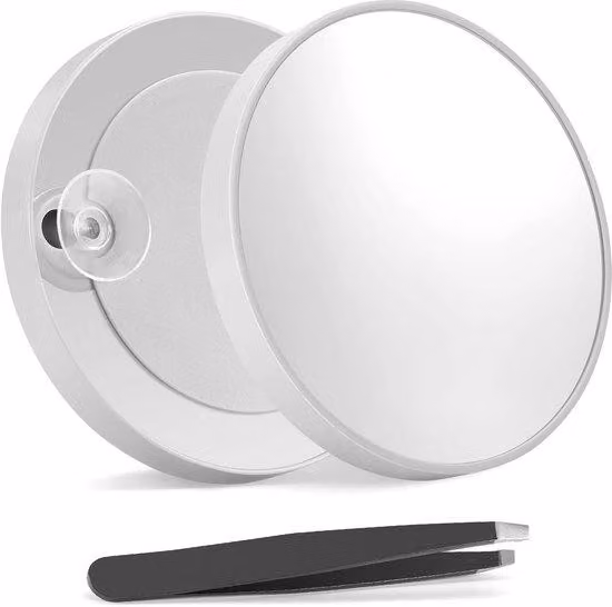 Specchio ingrandente 20x – Specchio da trucco bianco da 8,8 cm con 2 lenti di precisione, ideale per il trucco e la depilazione
