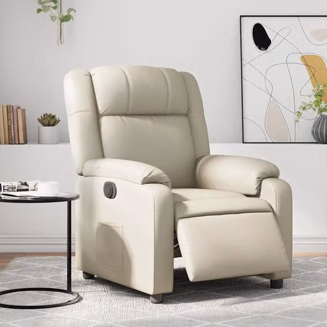 Poltrona Reclinabile Elettrica vidaXL in Similpelle Beige con Braccioli e Funzione Auto-Return
