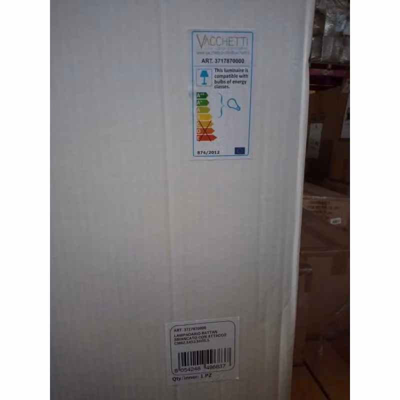 Lampadario a sospensione in rattan VACCHETTI bianco e beige, forma a cupola, L: 62,5 cm, P: 53,5 cm, H: 40 cm – 2
