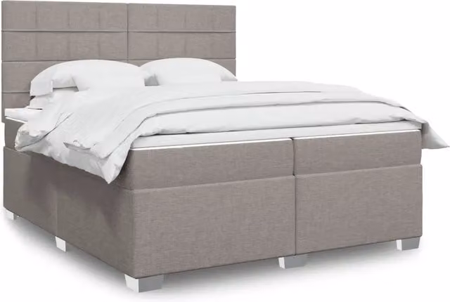 Letto Ibrido con Giroletto a Molle e Materasso vidaXL in Tessuto, Colore Tortora, L/P: 200 x 200 cm