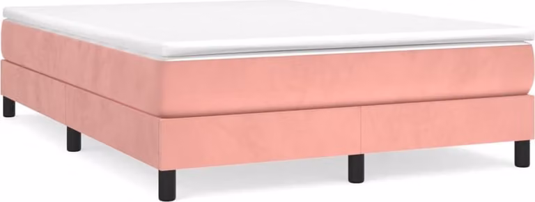 Giroletto a Molle con Materasso Rosa 140x190 cm in Velluto