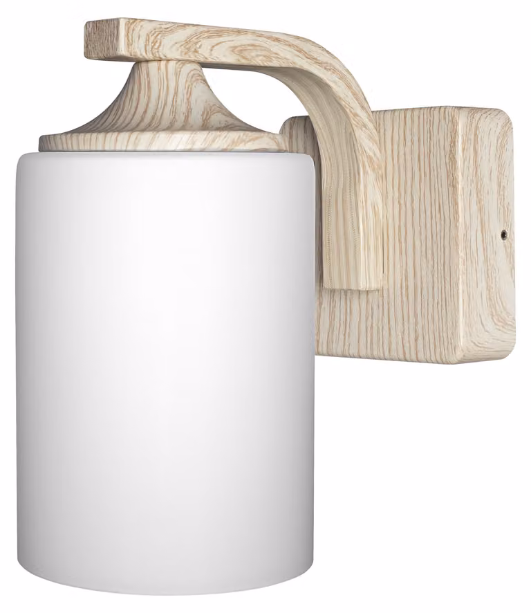 Lampada da parete OSRAM ENDURA Classic, con decoro in legno, attacco E27, grado di protezione IP43, corpo in alluminio, diffusore in vetro, adatta per ambienti esterni, senza lampadina.