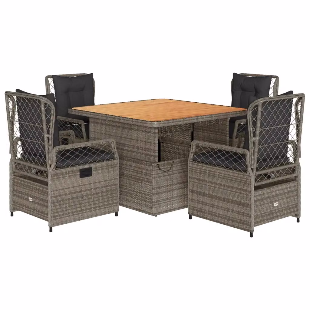 vidaXL Set da Pranzo da Giardino 5 pz in Legno di Acacia Olio Grigio e Marrone – 2