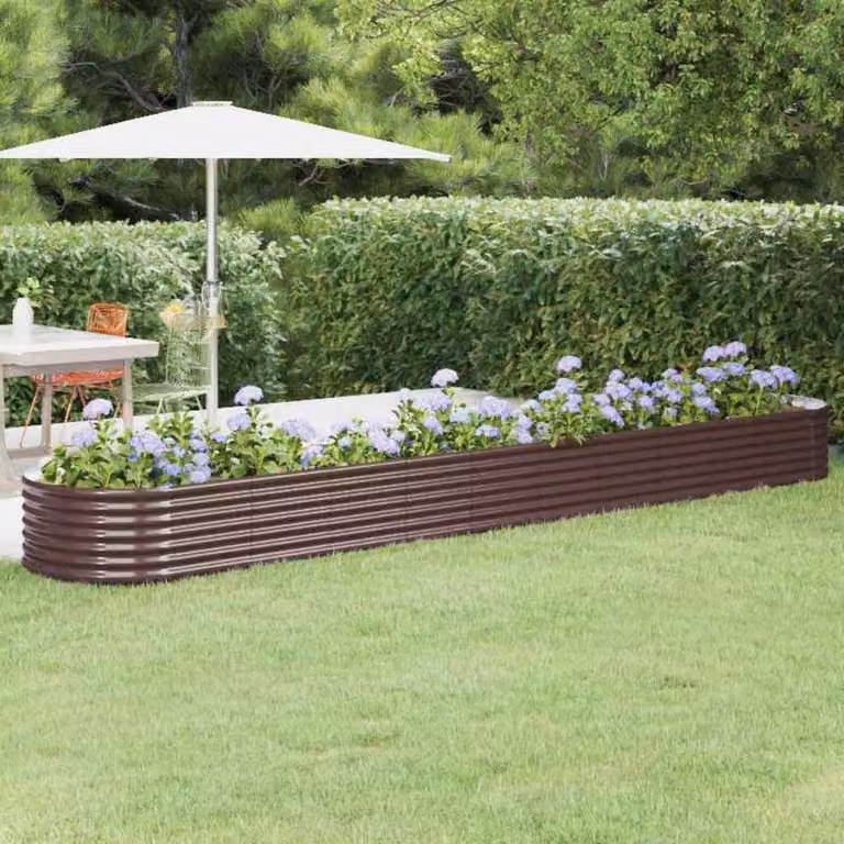 Letto rialzato da giardino vidaXL in acciaio zincato marrone L: 440 cm, P: 80 cm, H: 36 cm