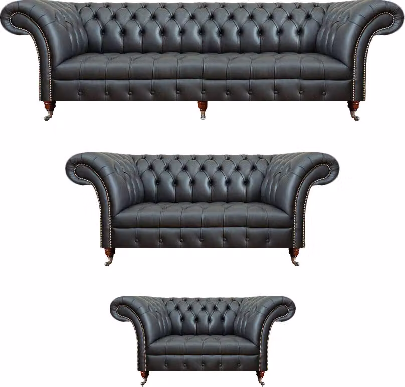Sofagarnitur 3tlg Leder Sofas Komplett Wohnzimmer Polstermöbel Chesterfield