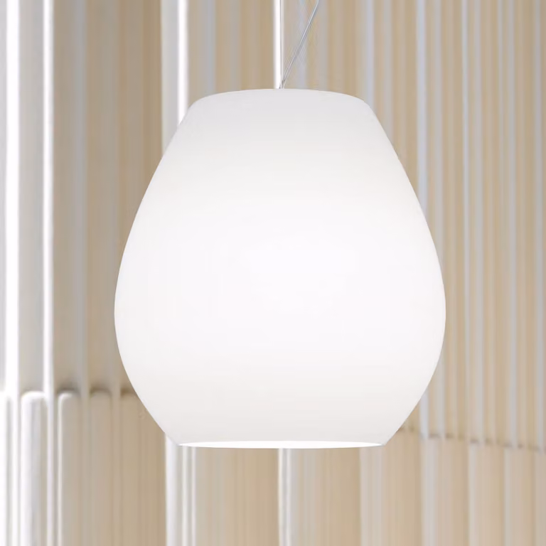 Casablanca Lampada a sospensione in vetro Bagan, dimmerabile, Bianco / Opale, Soggiorno / Sala da pranzo, Vetro, Design, Lampada a sospensione