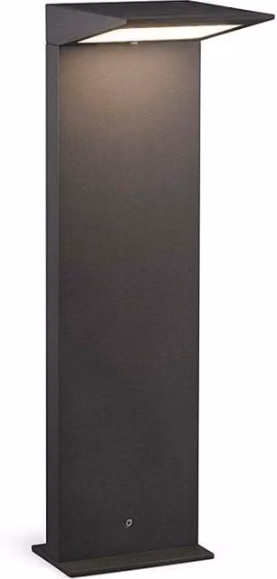 Paletto LED solare SOLEIL di Faro Barcelona, colore nero, con sensore crepuscolare e luce bianco caldo