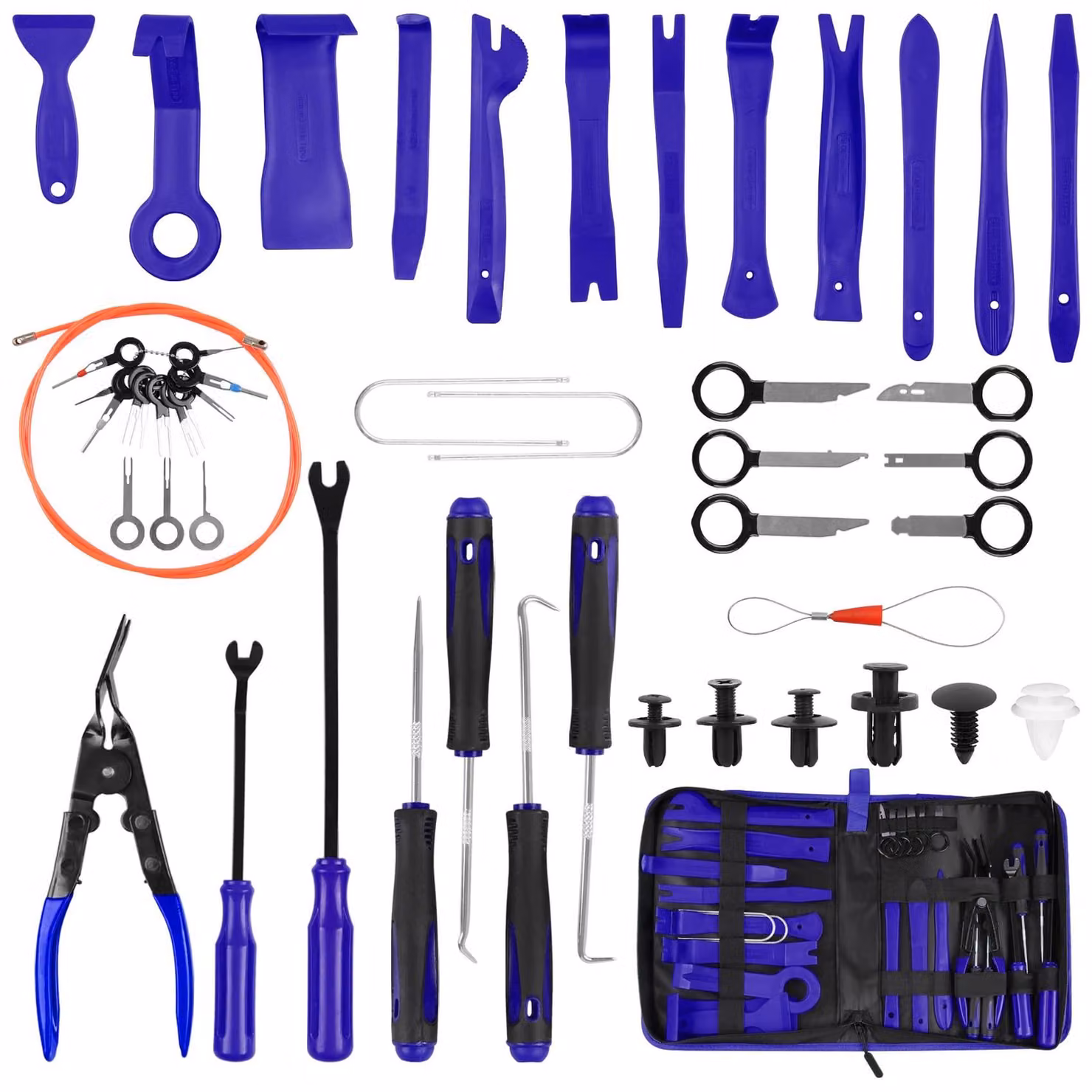 Elzusha - Set di 143 utensili per lo smontaggio di automobili, completo di clip