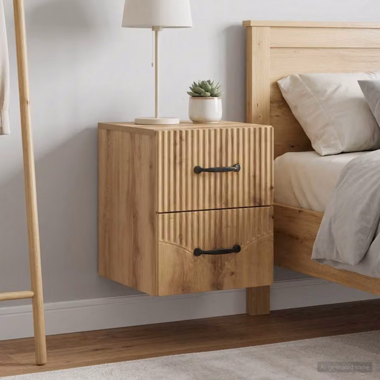 Set di 2 comodini sospesi vidaXL in stile moderno colore marrone Rovere