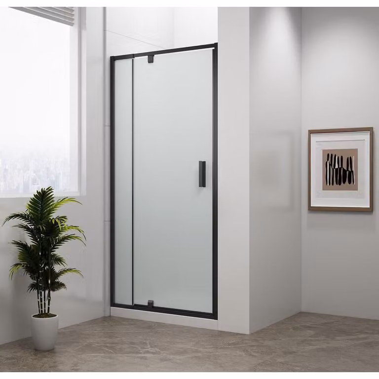 EASY BLACK porta doccia a bilico 880-1020 mm, vetro BRICK