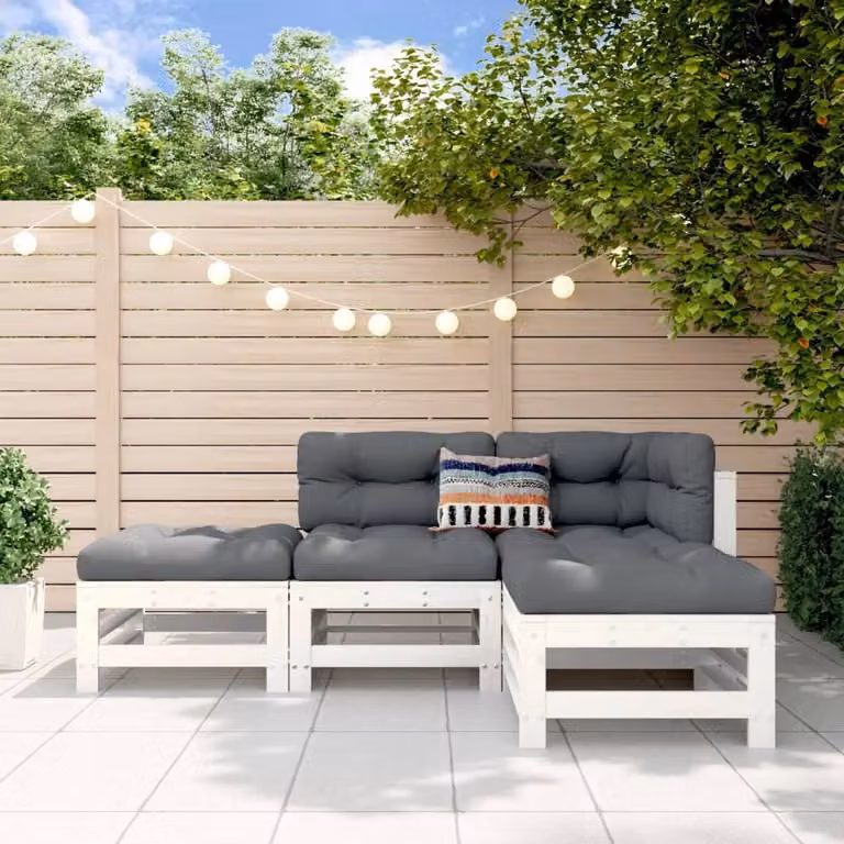 Maison Exclusive - Set Salotto da Giardino 4 pz Bianco in Legno Massello di Pino