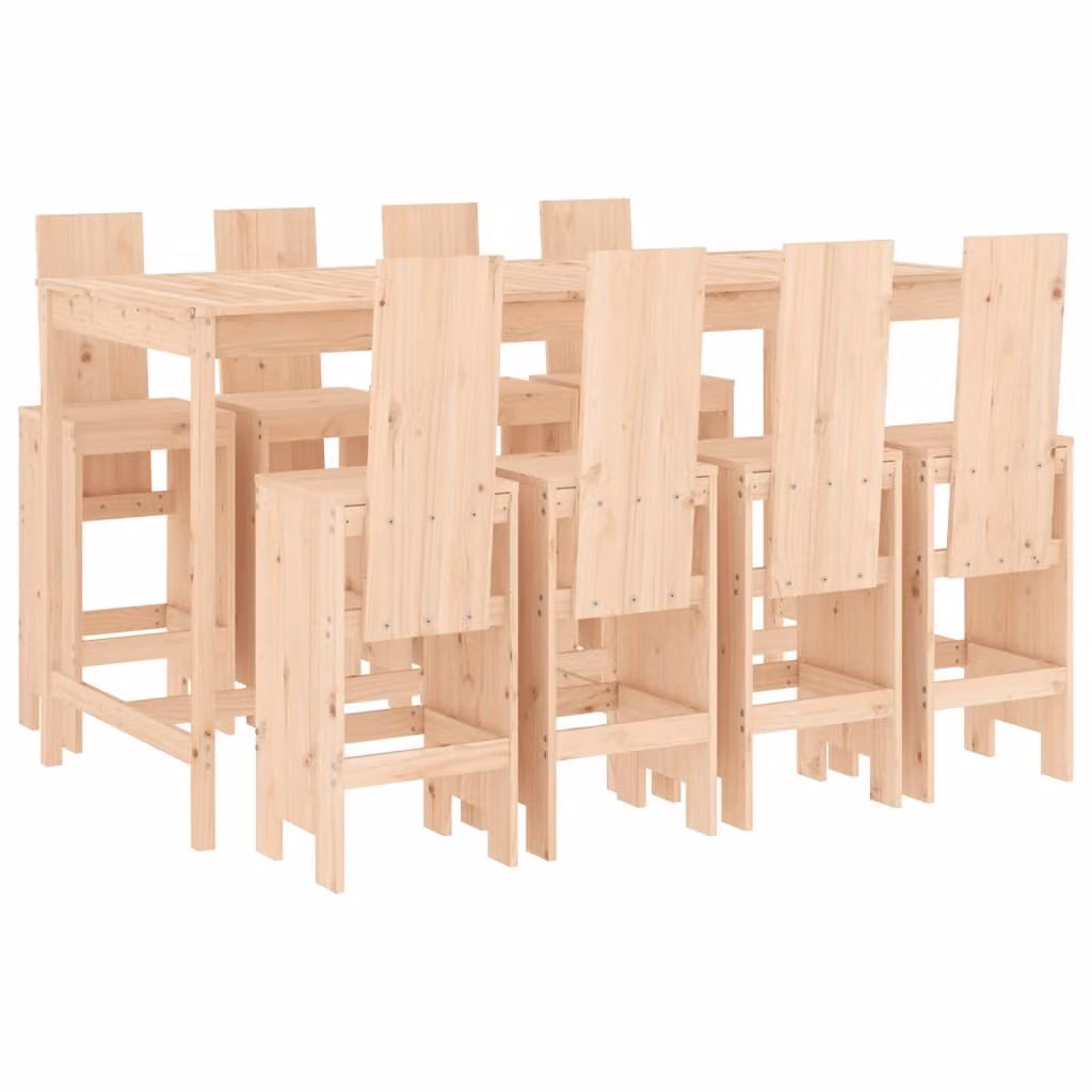 Set Bar da Giardino 9 pz in Legno Massello di Pino