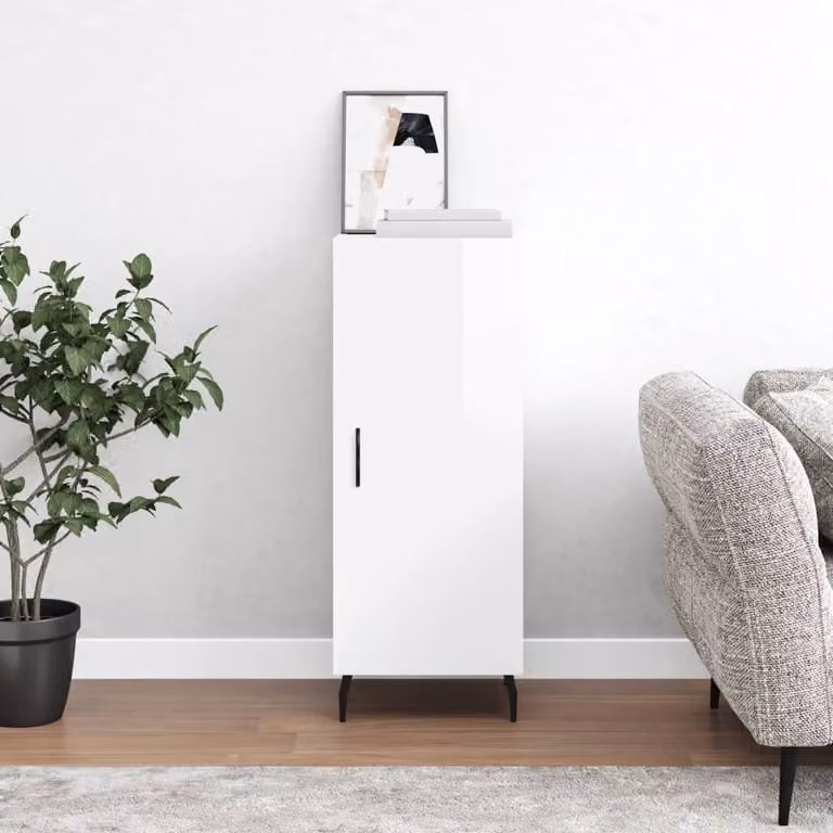 Credenza moderna vidaXL in legno bianco lucido, sospesa, L/P/H: 34,5 x 34 x 90 cm