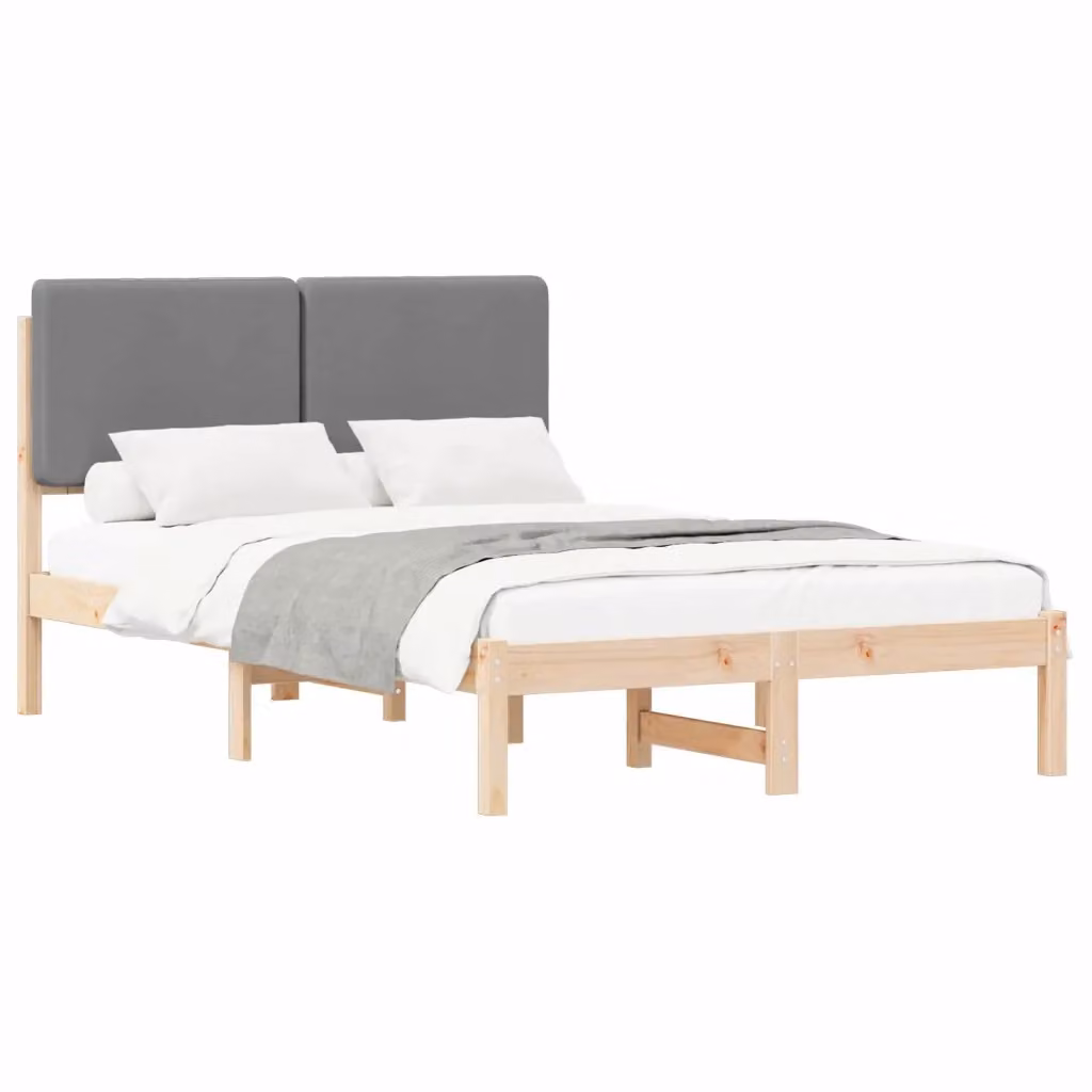 Letto con Testiera Rivestita vidaXL in Legno di Pino e Tessuto Grigio L/P/H: 120 x 200 x 84,5 cm – 2