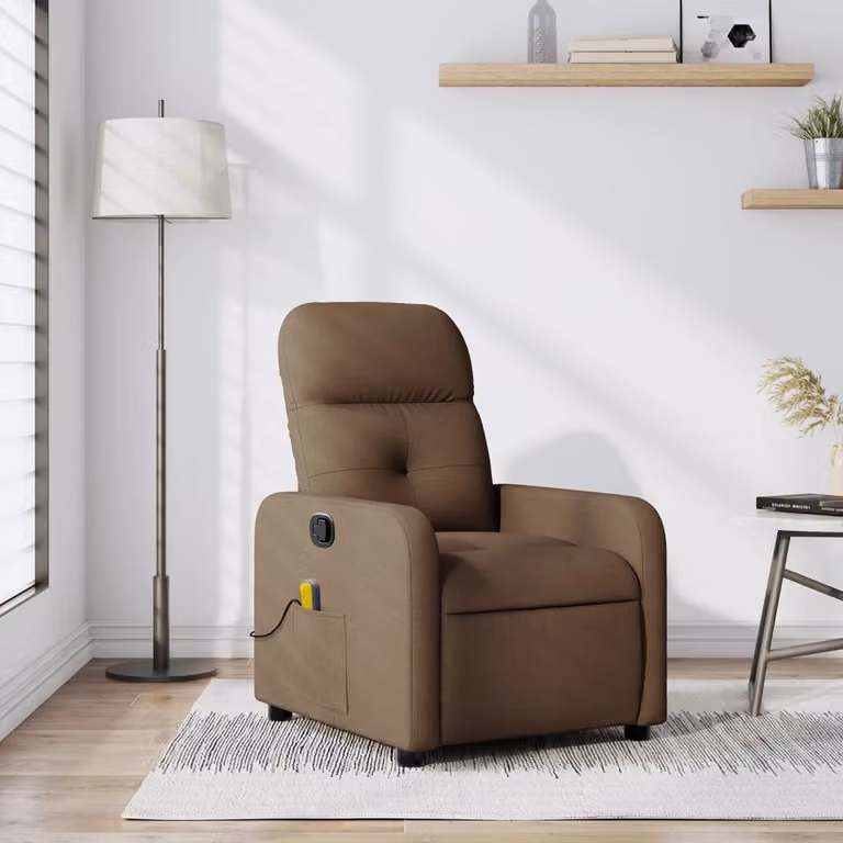 vidaXL Poltrona Reclinabile Relax Moderno in Tessuto Marrone con Braccioli