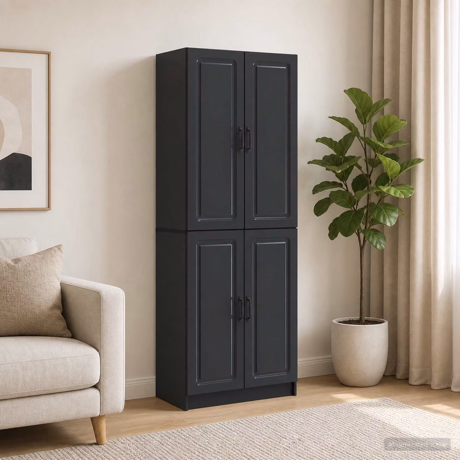 Set di 2 armadi moderni vidaXL in legno ingegnerizzato nero opaco con ripiani interni