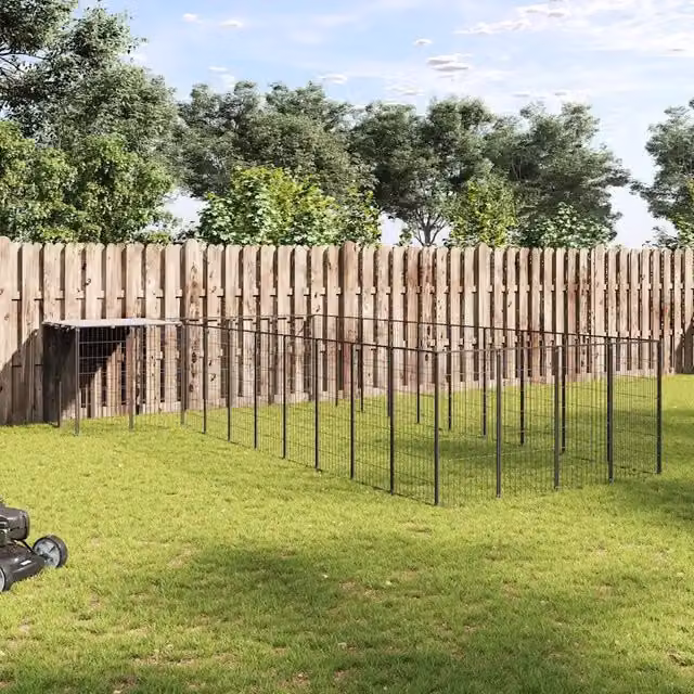 Gabbia per cani vidaXL in metallo nera e argento resistente alle intemperie per giardino – 1