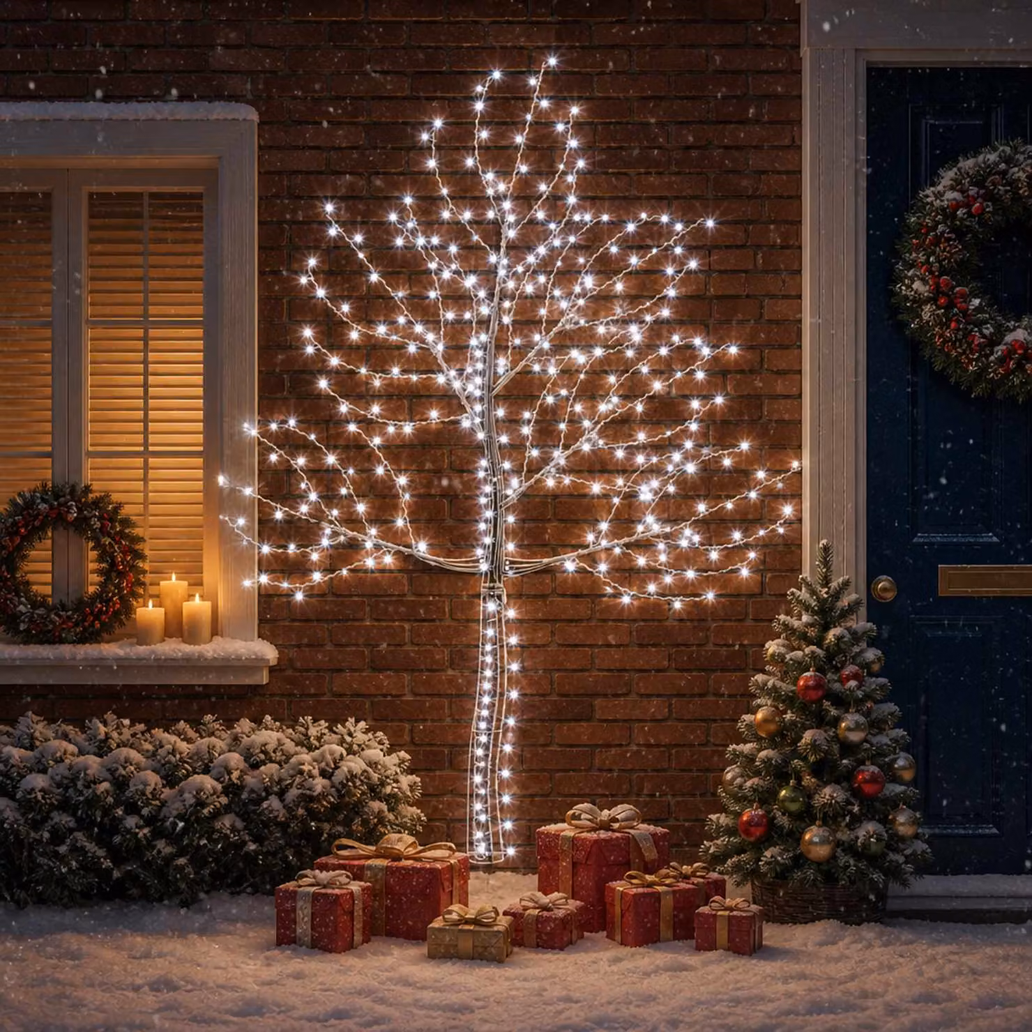 vidaXL Albero di Natale da parete a LED 210 cm 312 LED Bianco freddo
