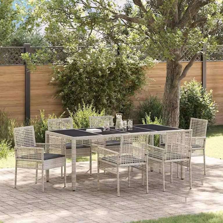 Maison Exclusive - Set da Pranzo per Giardino 7 pcs Grigio chiaro polyrattan