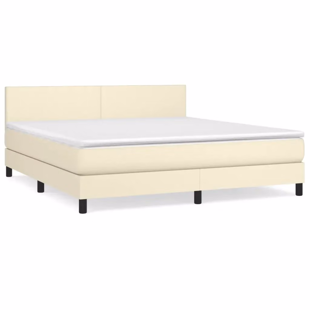 Letto a molle con materasso vidaXL in similpelle beige e bianco L/P/H: 160 x 200 x 78 cm – 2