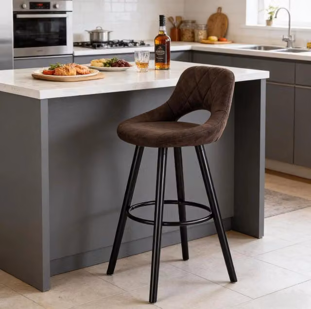 Sgabello da bar 43x40x96 cm marrone scuro – schienale e poggiapiedi