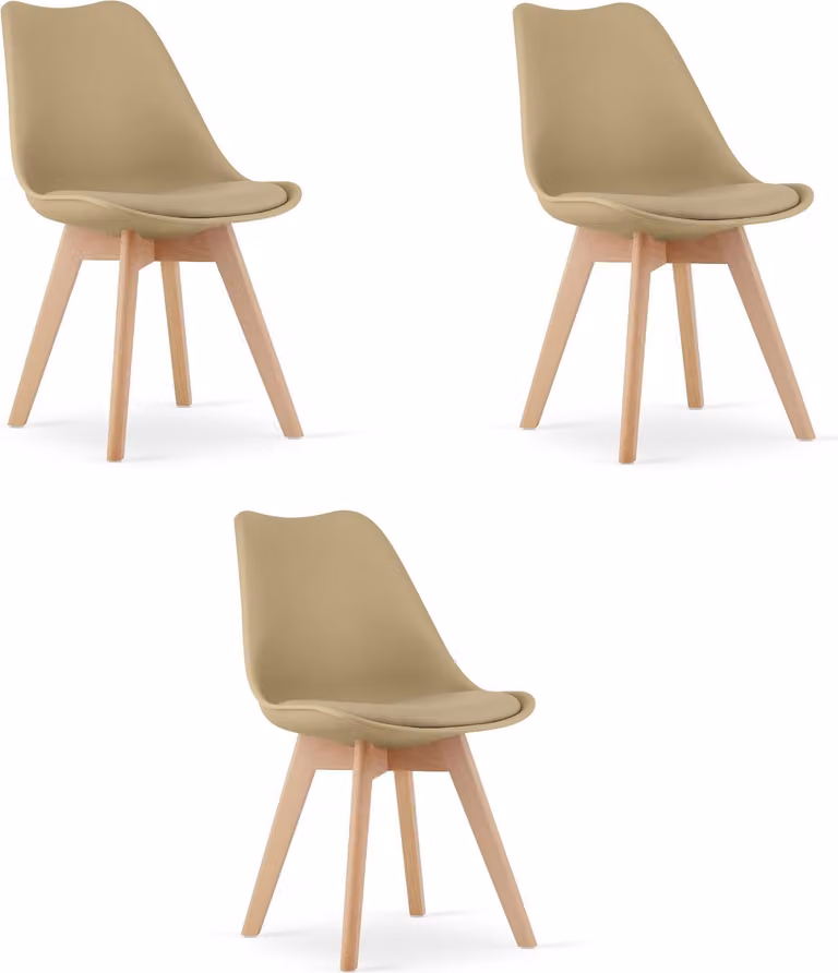 Sedia MARK - beige scuro / gambe naturali x 3