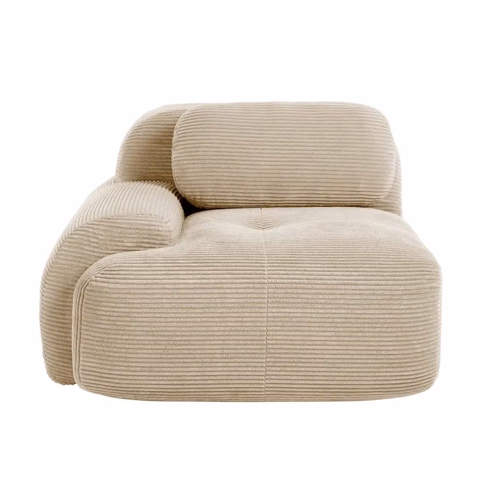 Divano angolare Minimal beige in tessuto corda con cuscini – 2