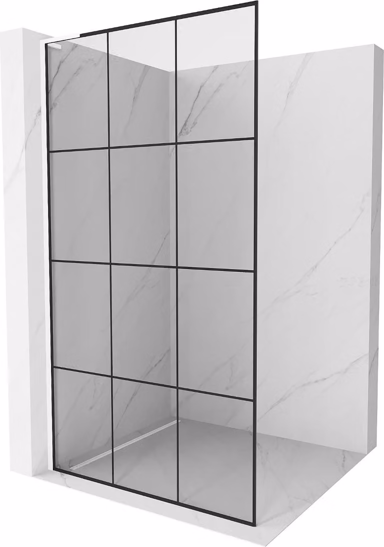 Mexen Kioto L pannello doccia Walk-in 100 x 200 cm, griglia nera, bianca - 800-100-103-20-77