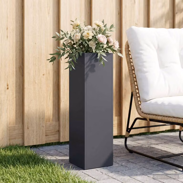 Vaso da giardino vidaXL in metallo Antracite L/P/H: 20 x 20 x 75 cm