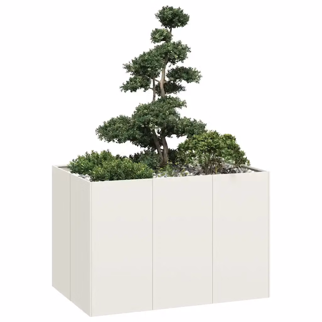 Fioriera bianca vidaXL in acciaio L: 120 cm, P: 80 cm, H: 80 cm